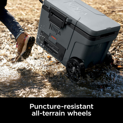 Ninja FrostVault 45QT Cooler with Wheels | Insulated with Temp Dry Storage Drawer | Keeps Ice Cold for Days | for The Beach, Camping, Picnics & More | Halocline Green | FB245TL