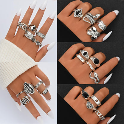 FAXHION 24-60 Pcs Gold Stackable Rings for Women, Knuckle Rings Chunky Gold Ring Set Dainty Stacking Cute Rings, Multiple Sizes Cute Jewelry Set Gift