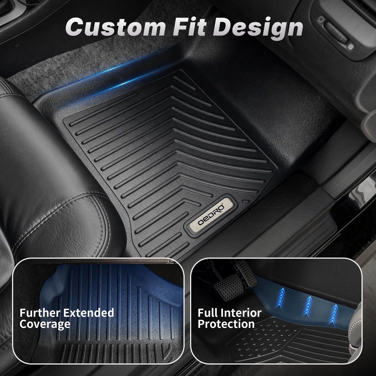 OEDRO Floor Mats Fit for Toyota Camry 2011-2007, Custom Fit Front & 2nd Row Floor Liner Set, TPE All Weather Protection Camry Car Mats, Black