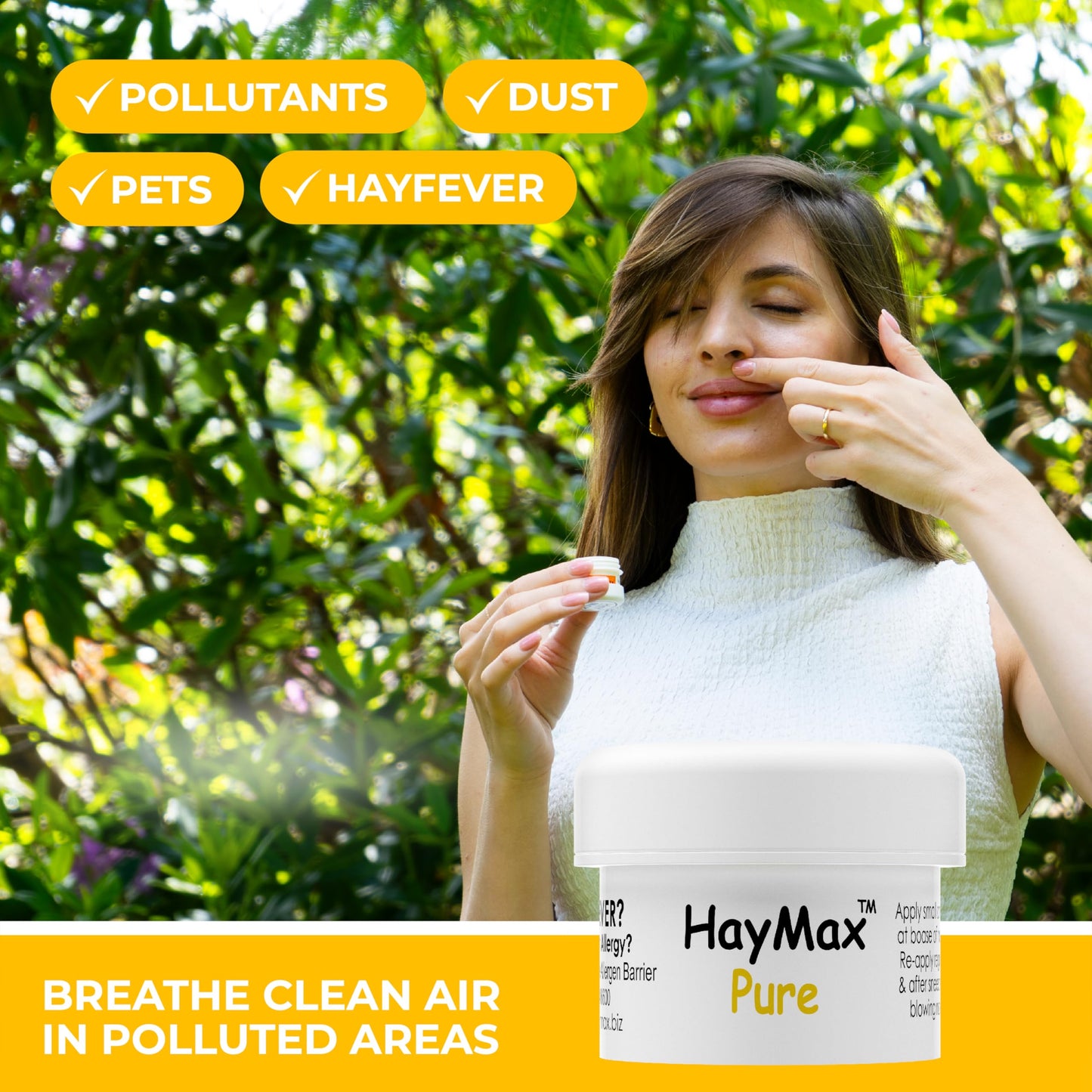 HayMax Allergen Barrier Balm 3X 0.17 fl oz (Pure, Aloe, Lavender), Organic, Natural, Non-Drowsy Hay Fever Allergy Relief Balm - Traps Pollen & Provides Ragweed Allergy Relief & Cedar Fever Relief