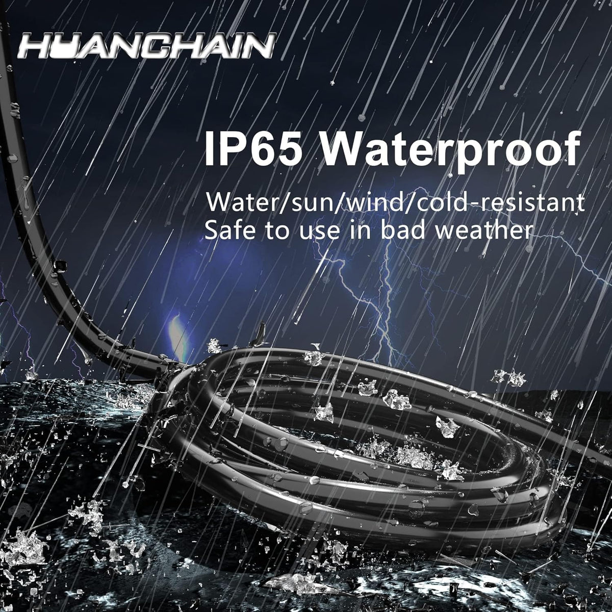 HUANCHAIN Indoor Outdoor Black Extension Cord 25 ft Waterproof, 16/3 Gauge Flexible Cold-Resistant Appliance Cable Outside, 13A 1625W 16AWG SJTW, 3 Prong Electric Cord, ETL