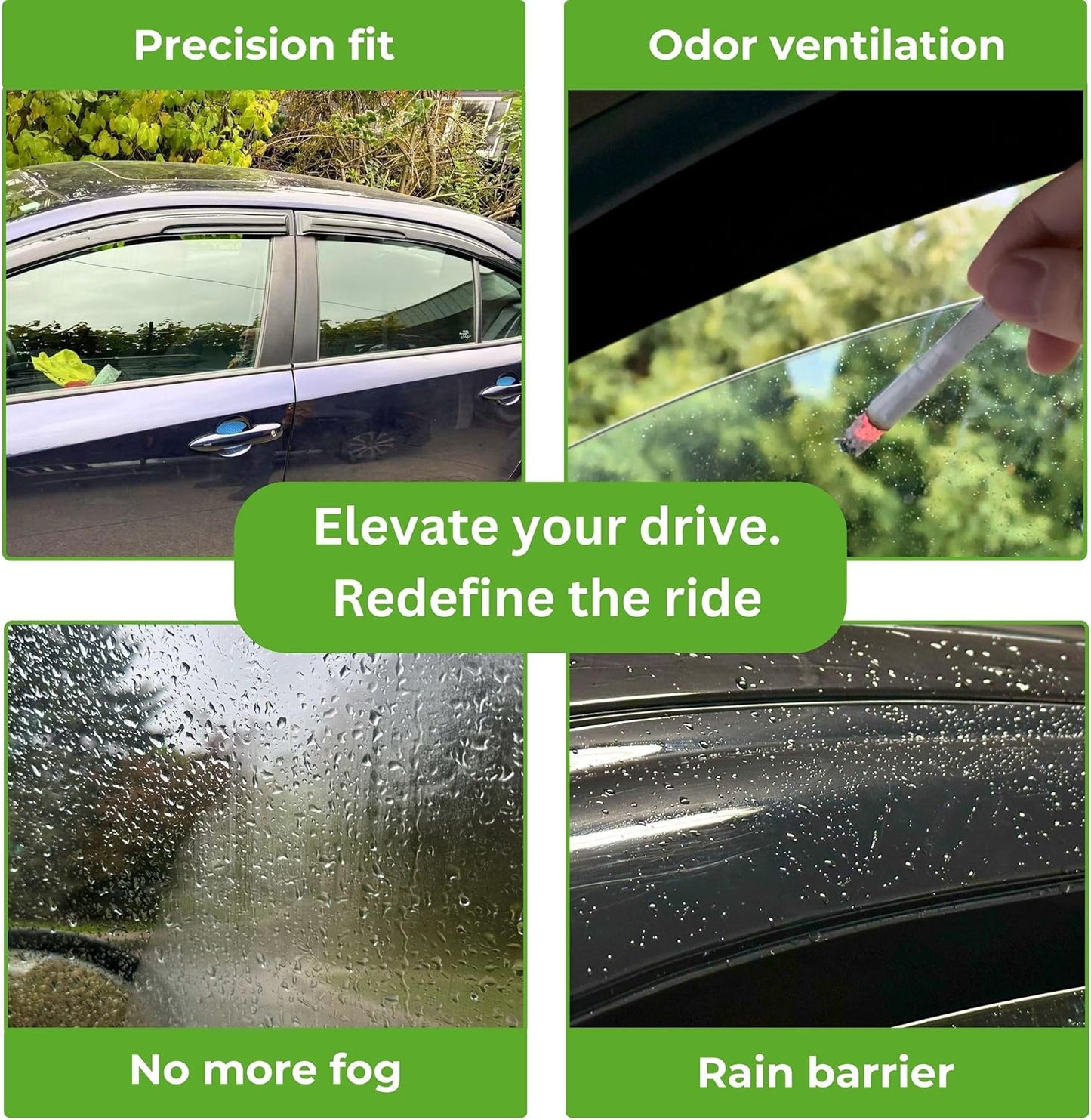 IG Seitenwindabweiser passend für 2012-2018 Ford Focus, Out-Channel Regenabweiser Lüftung Windabweiser 4-teilig, Autozubehör für 12-18 Focus