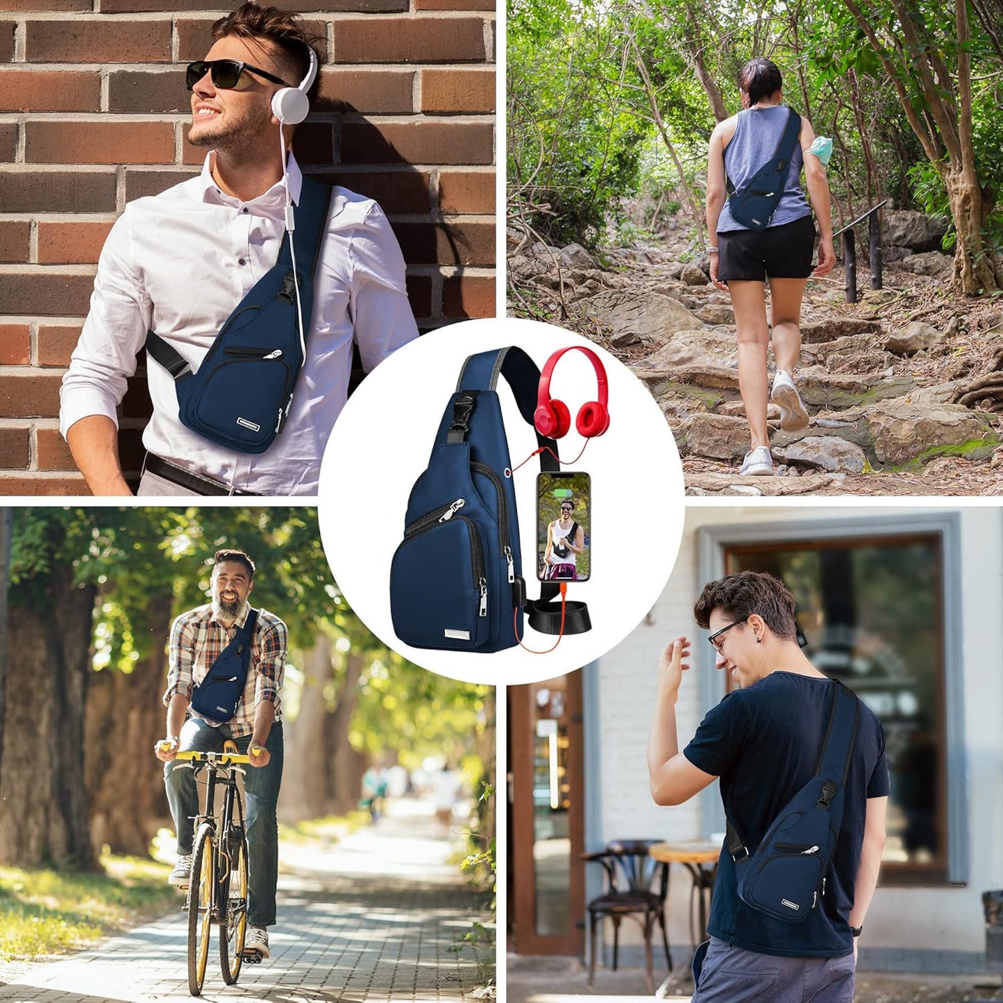 Wasserdichte Sling Bag Umhängetasche für Herren Damen Sling Rucksack Wanderrucksack Mehrzweck Cross Body Brusttasche