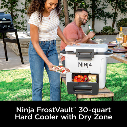 Ninja FrostVault 50qt Hard Cooler with Dry Zone | Integrated Fridge-Temp Dry Storage Drawer | Premium Heavy-Duty Insulated Cooler | Keeps Ice Cold for Days | Spanish Moss | FB151GN1