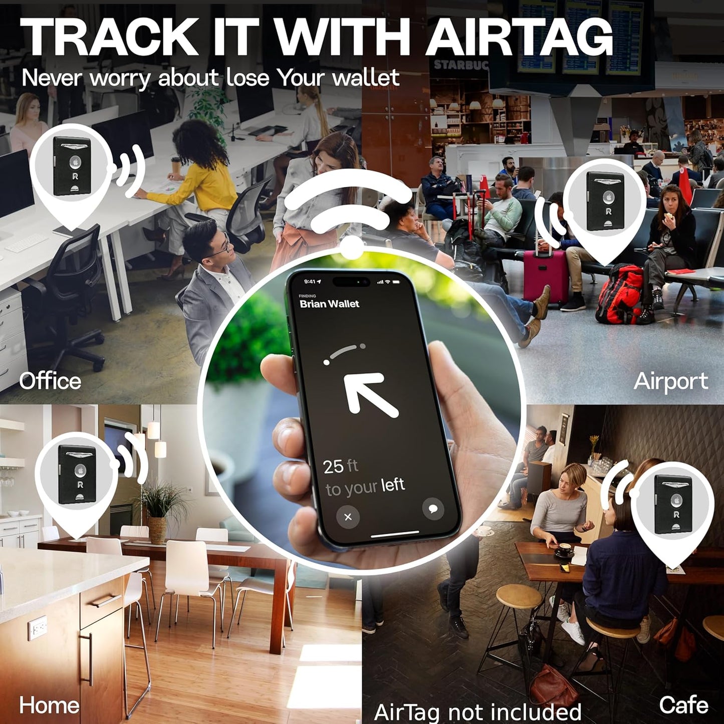 Schlankes RFID-Portemonnaie für Herren – Minimalistisches Portemonnaie für Männer mit Geldklammer, fasst 12 Karten – Langlebiges Leder-Carbonfaser-Herrenportemonnaie – Perfektes Geschenk für Männer (Geldklammer, schwarzes Carbon)