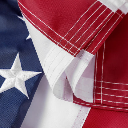 American Flag 8x12 ft: Long Lasting US Flag, Heavy Duty Nylon, Embroidered Stars, Sewn Stripes, Brass Grommets, UV Protection Perfect for Outdoors! USA Flag