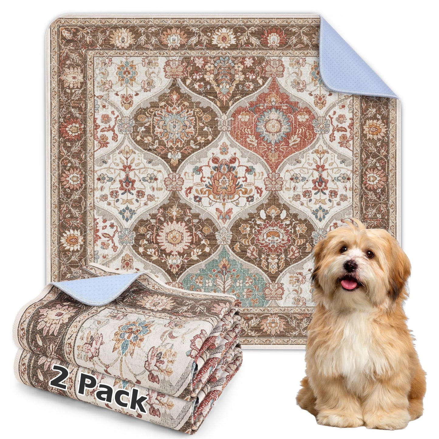 INVENHO Washable Pee Pads for Dogs 72"x72" Reusable Dog Pads Extra Large Upgrade Non-Slip Dog Pee Pads Heavy Absorbency Puppy Pee Pads Quick Dry Whelping Pads/Waterproof Puppy Training Pad