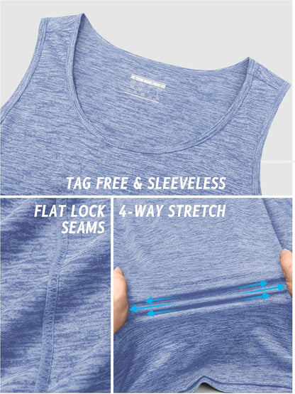 TACVASEN Herren Tanktops Schnelltrocknend Ärmelloses Workout Muskelshirt Sport Bodybuilding Fitness Performance T-Shirts