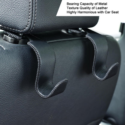 Amooca 4-Pack Car Headrest Hooks Vehicle Storage Organizer for Purses Handbags Groceries Backpack Coats –Holds 55lbs 360° Rotating Black