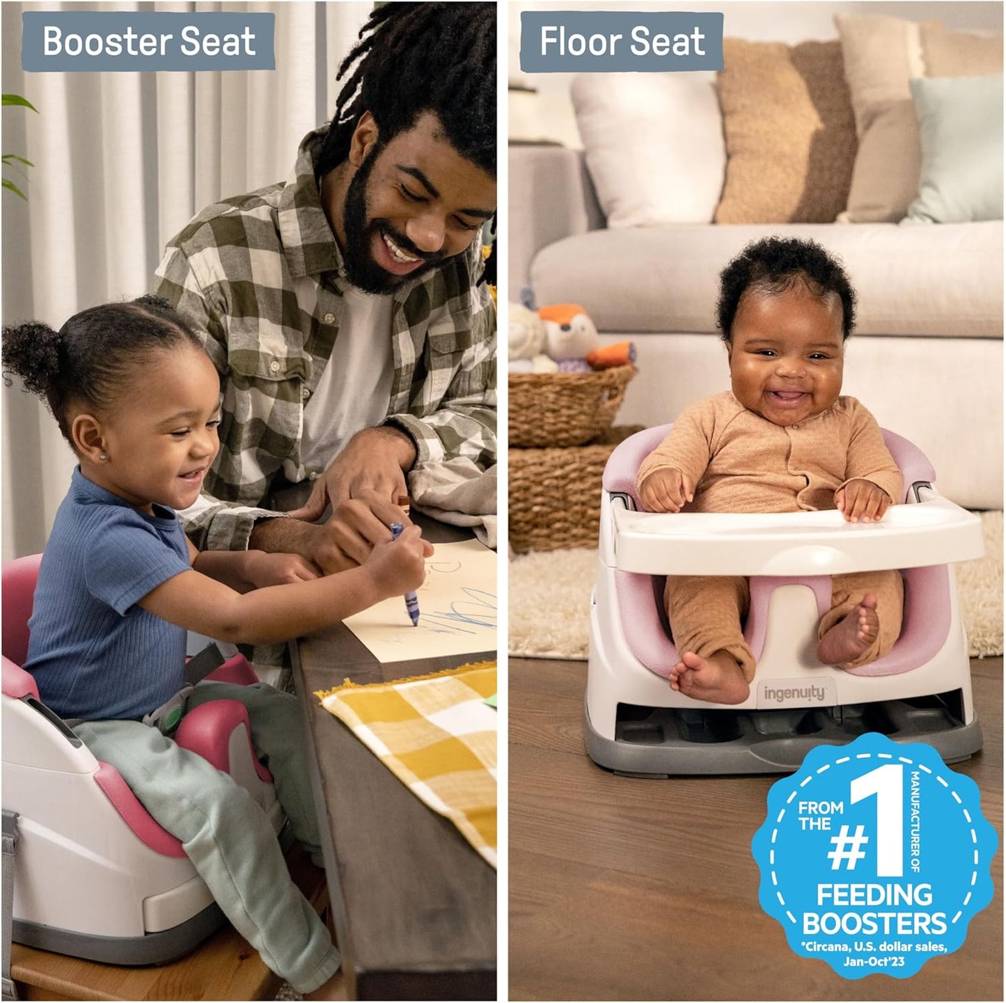Ingenuity Baby Base 2-in-1 Sitzerhöhung mit Esstablett – Night Sky