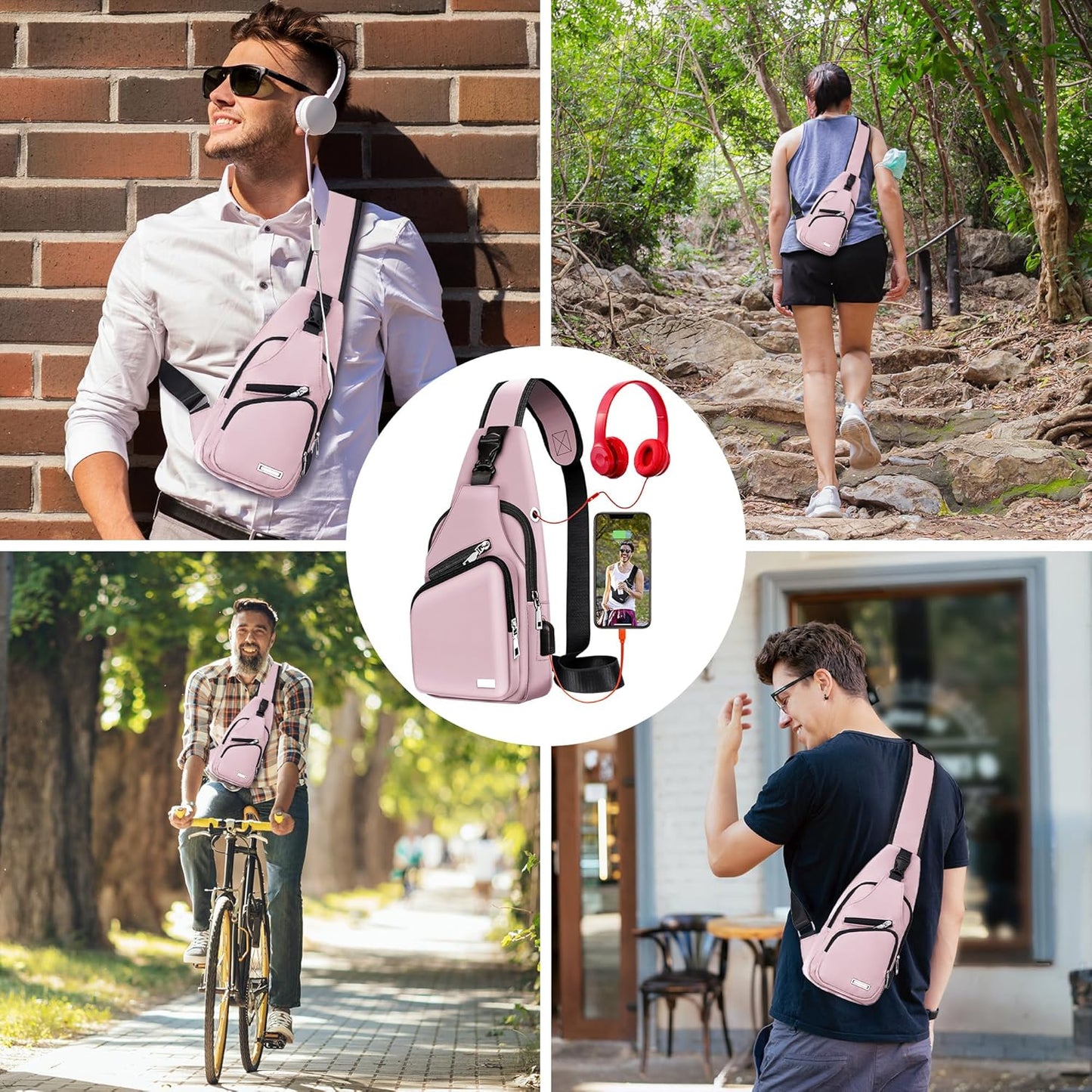 Wasserdichte Sling Bag Umhängetasche für Herren Damen Sling Rucksack Wanderrucksack Mehrzweck Cross Body Brusttasche