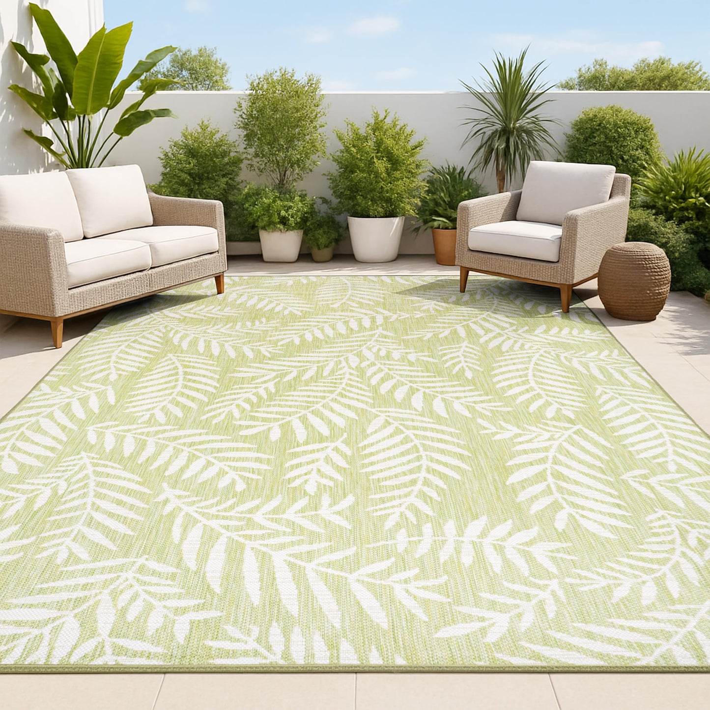 JONATHAN Y Palm Frond Indoor Outdoor Runner Rug 2X10 Orange/Cream, Nevis for Backyard, Patio, Porch, Easy-Cleaning, High Traffic, Pet-Friendly, Non-Shedding (SMB119E-210)