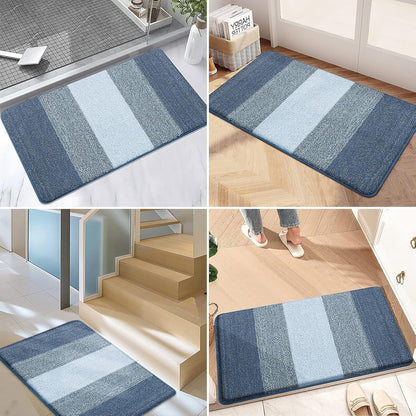 Grandaily Fußmatte für Innenbereich, 50 x 80 cm, rutschfest, Schmutzfänger, saugfähig, für die Haustür, waschbar, gestreift, für den Innenbereich, flach, Willkommensmatte, Eingangsmatte, Grau