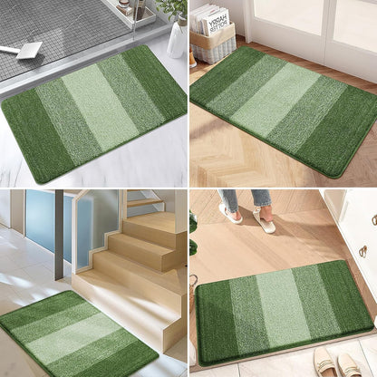 Grandaily Fußmatte für Innenbereich, 50 x 80 cm, rutschfest, Schmutzfänger, saugfähig, für die Haustür, waschbar, gestreift, für den Innenbereich, flach, Willkommensmatte, Eingangsmatte, Grau