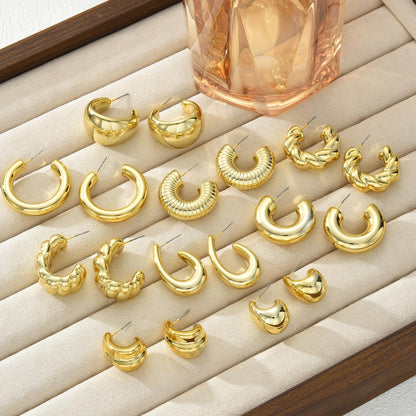 42 Paar goldene Creolen für Damen, Modisches klobiges Perlenohrring-Multipack, gedrehter Statement-Ohrring-Pack, hypoallergene kleine große Creolen für Geburtstagsfeiern (Gold-42 Paare)