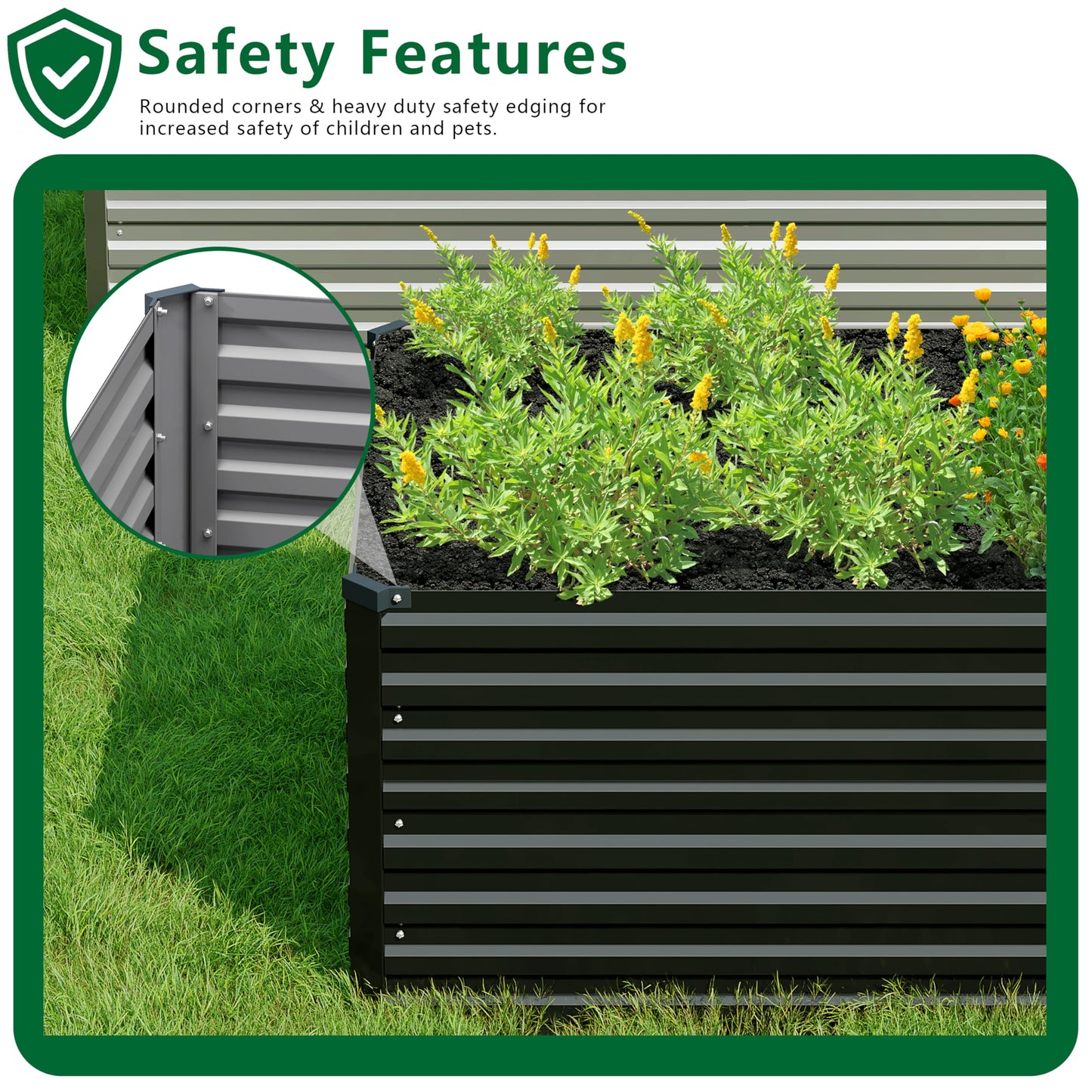 DIIYIV Galvanized Raised Garden Bed Kit Outdoor Patio,6x3x2ft Large Rectangular Metal Planter Boxes,Deep Root Box Planter for Gardening,Vegetables,Flowers,Herbs-Silver