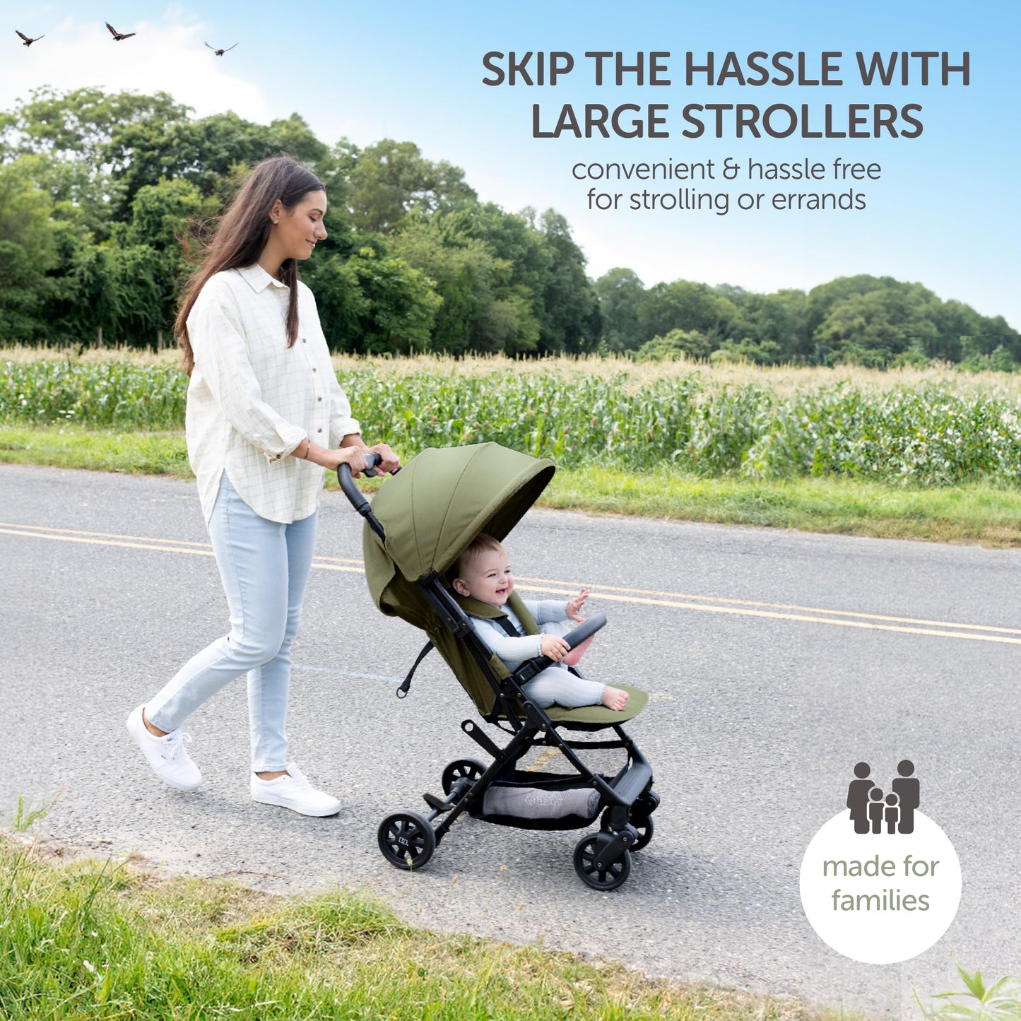 Lightweight Travel Stroller for Baby & Toddlers - Easy Fold & Compact Stroller with Canopy, Storage Basket, Multi-Position Recline & Convenient One-Hand Fold (Grey)