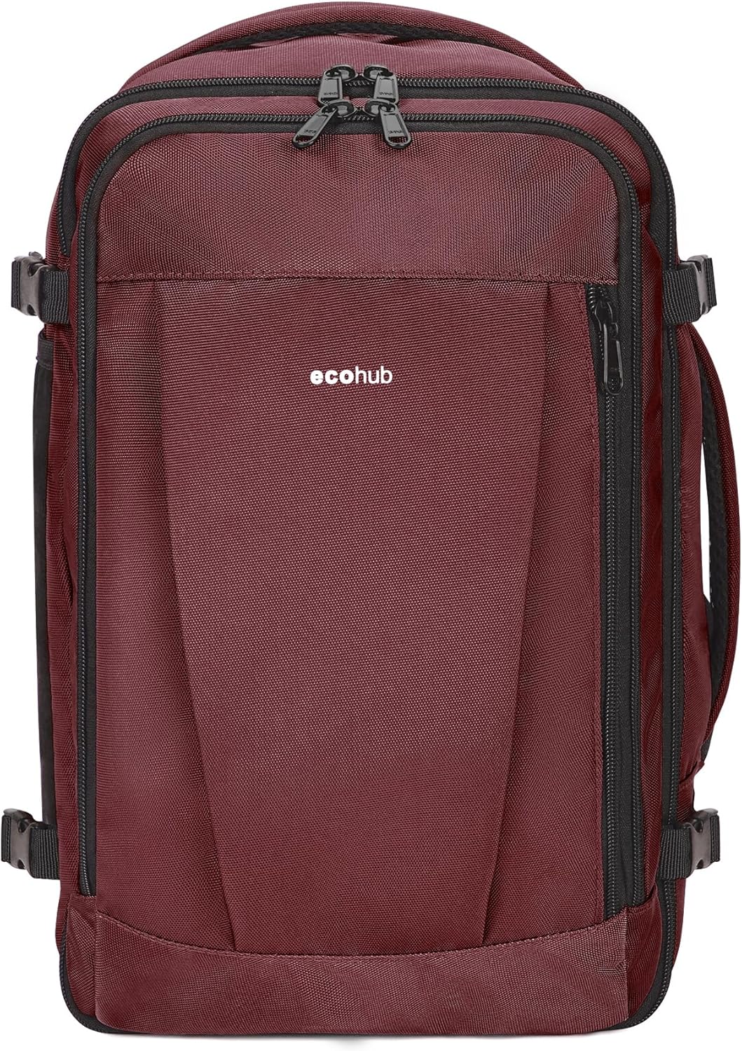 ECOHUB 16'' Reise-Rucksack Handgepäck Unterseat-Rucksack Persönlicher Gegenstand Flugzeug-Reisetasche mit 13 Taschen Handgepäck Flaschenhalter USB-Ladeanschluss Casual Daypack für Frauen Männer Schwarz