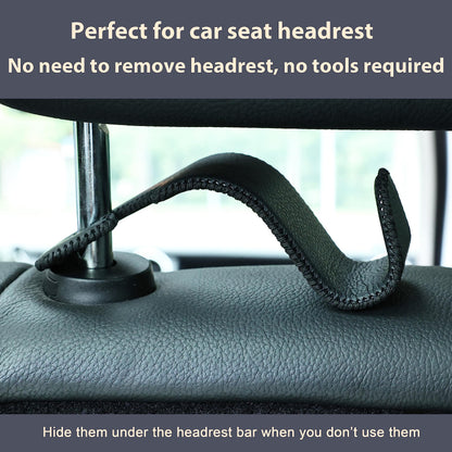 Amooca 4-Pack Car Headrest Hooks Vehicle Storage Organizer for Purses Handbags Groceries Backpack Coats –Holds 55lbs 360° Rotating Black