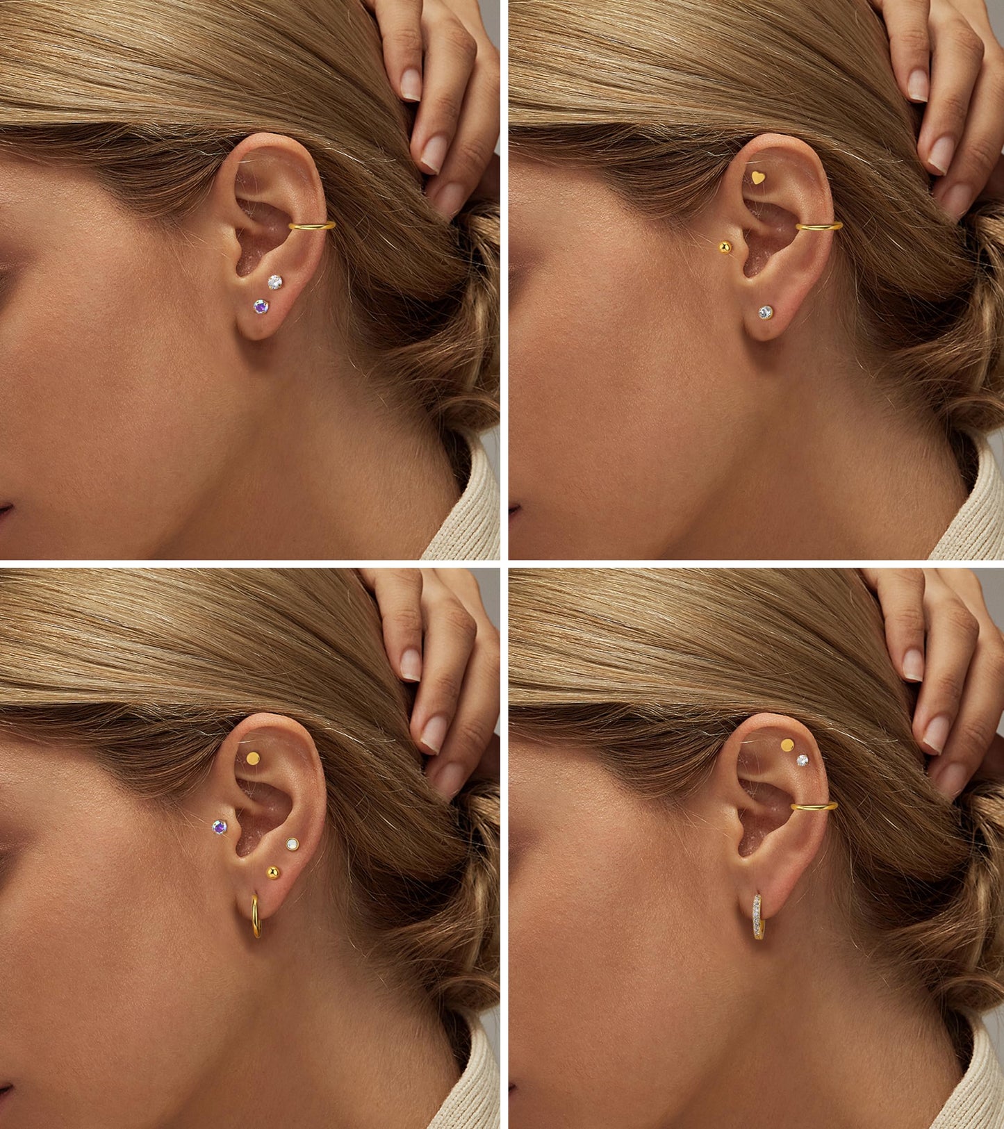 LOLIAS Hypoallergenic Flat Back Earrings for Women-Surgical Steel Earrings for Sensitive Ears 20G Stainless Steel Earring Stacks Small Flatback Stud Hoop Cartilage Earring