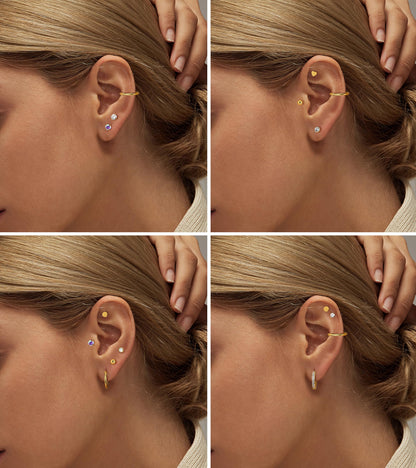 LOLIAS Hypoallergenic Flat Back Earrings for Women-Surgical Steel Earrings for Sensitive Ears 20G Stainless Steel Earring Stacks Small Flatback Stud Hoop Cartilage Earring