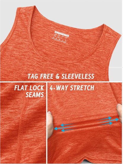 TACVASEN Herren Tanktops Schnelltrocknend Ärmelloses Workout Muskelshirt Sport Bodybuilding Fitness Performance T-Shirts