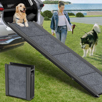 Dog Ramp for Car 63" Long & 17" Wide Portable Dog Ramps for Large Dogs with Non-Slip Rug Surface Dog Car Ramp for SUV Car & Truck, Folding Dog Ramp Up to 250LBS