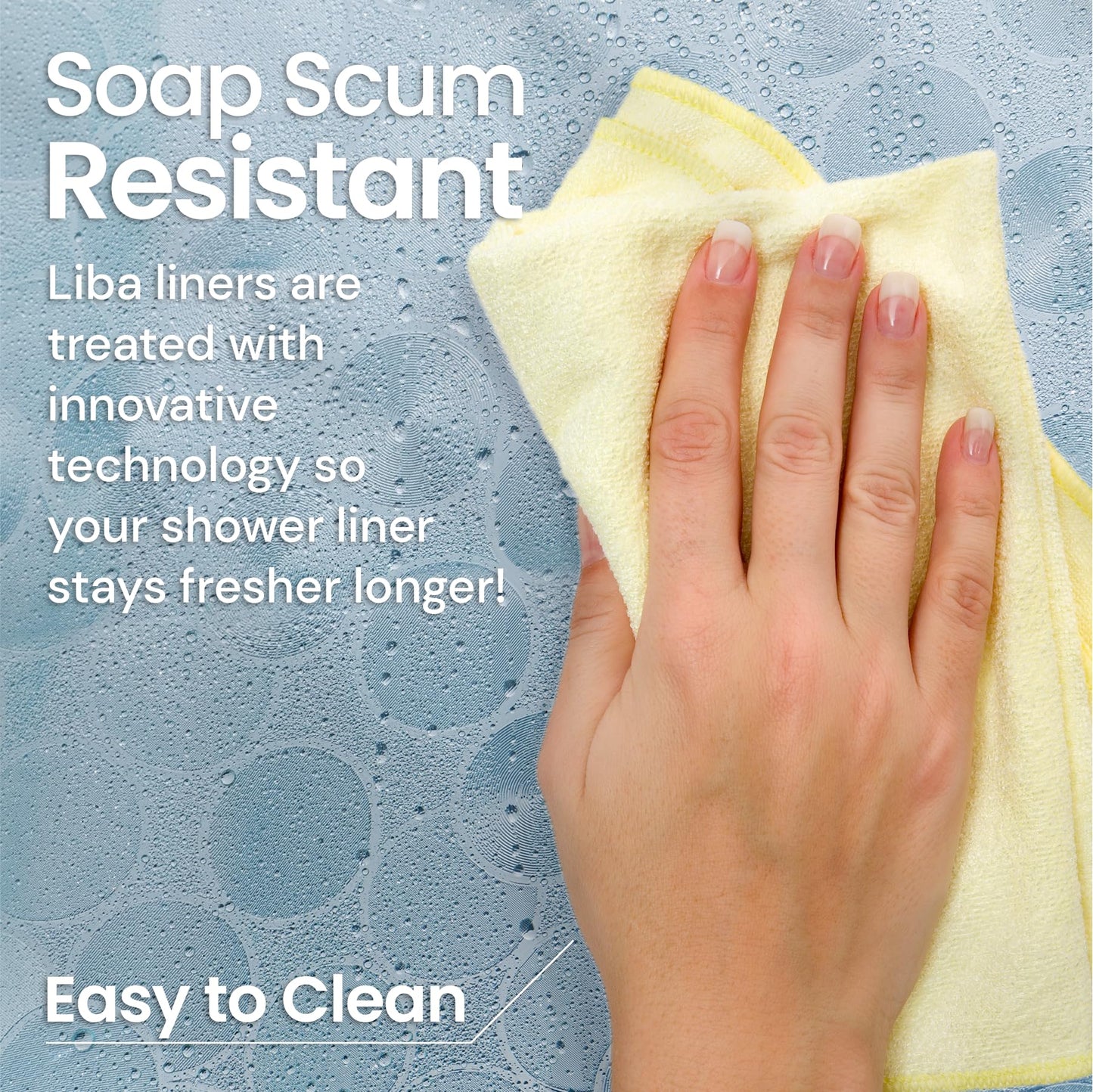 LiBa PEVA 8G Bathroom Shower Curtain Liner, 72" W x 72" H, Frosted, 8G Heavy Duty Waterproof Shower Curtain Liner