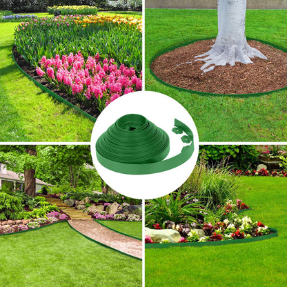2-Inch x 100 FT Landscape Edging Border with 150 Stakes, Plastic Edging for Landscaping Garden Edging Border, Flexible Landscaping Edging for Garden Flower Beds Yard Lawn Pathway Paver (Black)