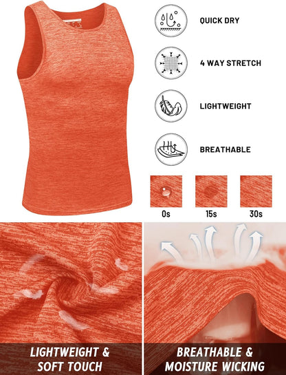 TACVASEN Herren Tanktops Schnelltrocknend Ärmelloses Workout Muskelshirt Sport Bodybuilding Fitness Performance T-Shirts