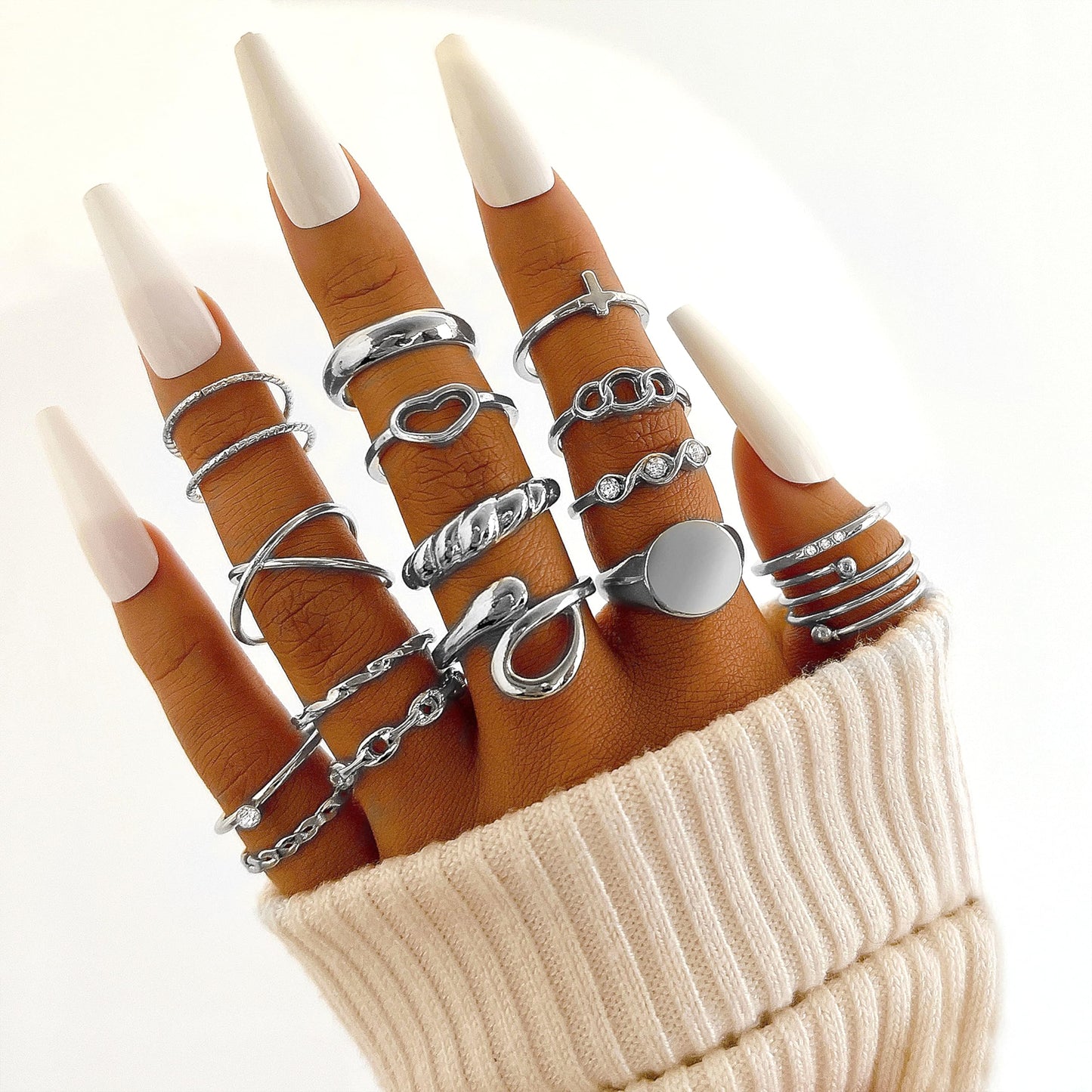 FAXHION 24-60 Pcs Gold Stackable Rings for Women, Knuckle Rings Chunky Gold Ring Set Dainty Stacking Cute Rings, Multiple Sizes Cute Jewelry Set Gift