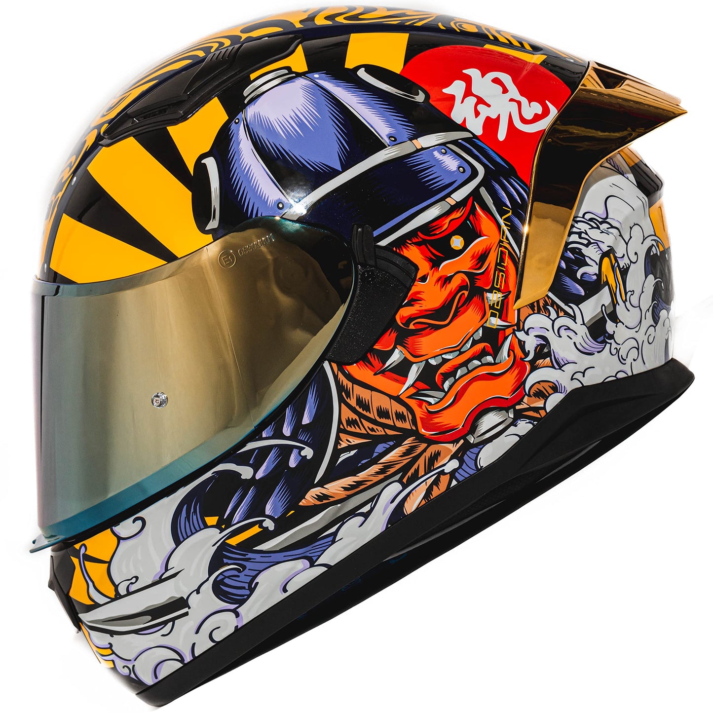 HAX Obsidian Full Face Dual Visor Adult Motorcycle Helmet for Motorbike Street Bike with Pinlock Ready DOT Approved Matte Black Gold L