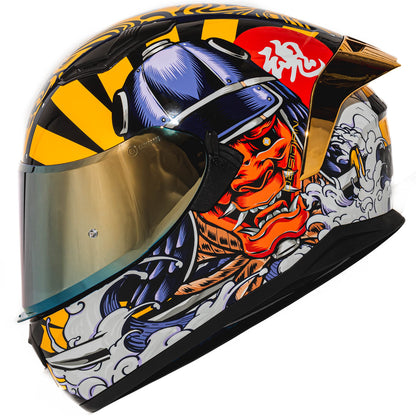 HAX Obsidian Full Face Dual Visor Adult Motorcycle Helmet for Motorbike Street Bike with Pinlock Ready DOT Approved Matte Black Gold L