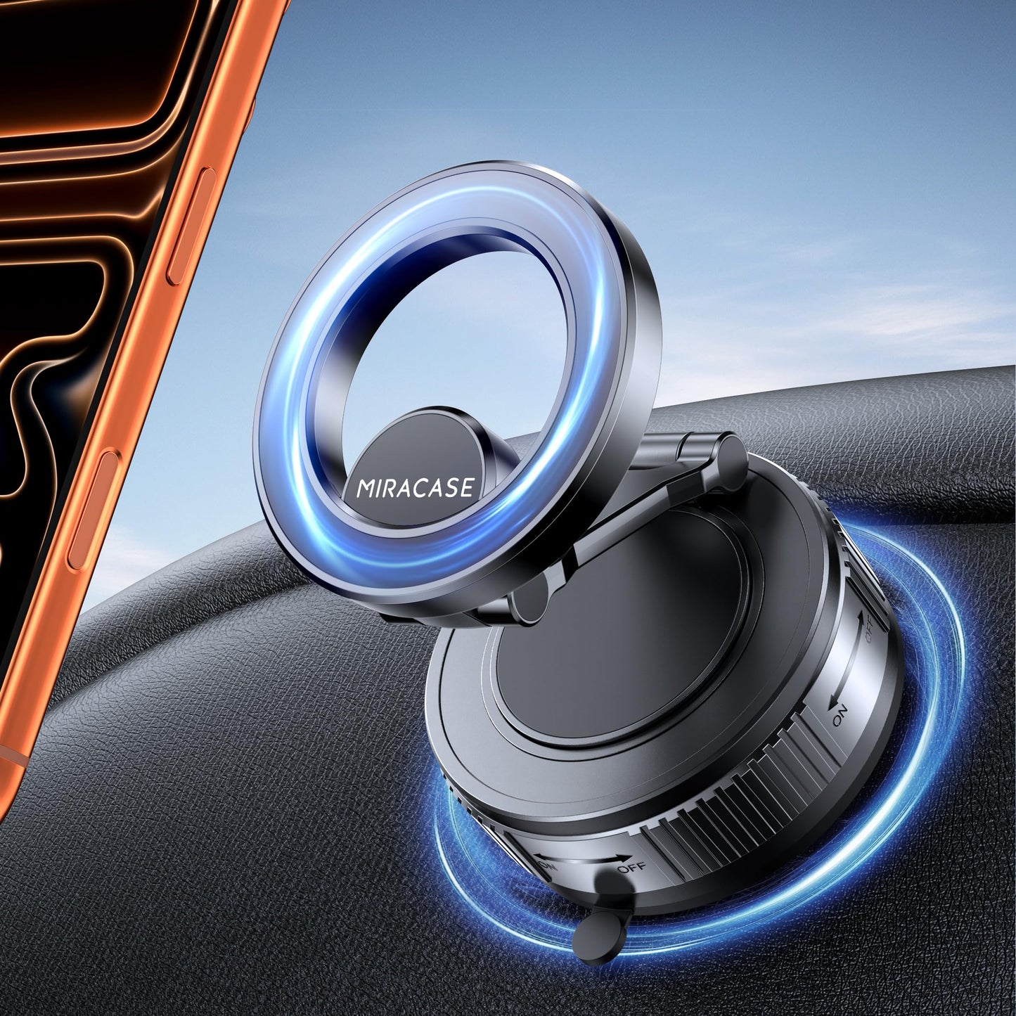 Miracase Car Phone Mount, [Upgraded Strong Military Grade Suction Cup] Long Arm Phone Holder for Car Dashboard Windshield Vent, Hands Free Cell Phone Holder Compatible with All Mobile Phones