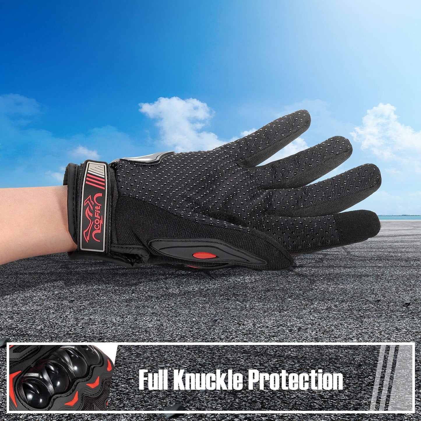 COFIT Motorradhandschuhe atmungsaktiv, Touchscreen Motorradhandschuhe Anti-Rutsch mit gutem Halt Harte Knöchel Protektion für Herren Damen Motocross, BMX ATV MTB Radfahren, Straßenrennen