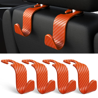 Amooca 4-Pack Car Headrest Hooks Vehicle Storage Organizer for Purses Handbags Groceries Backpack Coats –Holds 55lbs 360° Rotating Black