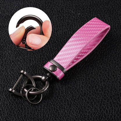 DEKEWEI Carbon Fiber Style Auto-Schlüsselanhänger aus Mikrofaser-Leder, universelle Schlüsselanhänger für Schlüssel-Fobs für Männer und Frauen, 360 Grad drehbar mit Anti-Verlust-D-Ring (Schwarz)