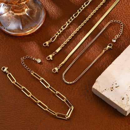 Gold Bracelets for Women, 14K Gold Plated Stackable Bracelet Stack Set Adjustable Charm Paperclip Chain Snake Link Layered Waterproof Jewelry Sets Gifts