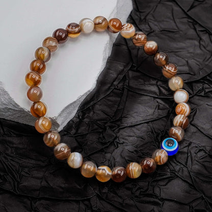 6 mm Böses Auge Armband aus schwarzen Kristallen – verstellbares Set aus Natursteinen für Herren und Damen, Schutzamulett als Geschenk für den Alltag/Geburtstag/Jahrestag