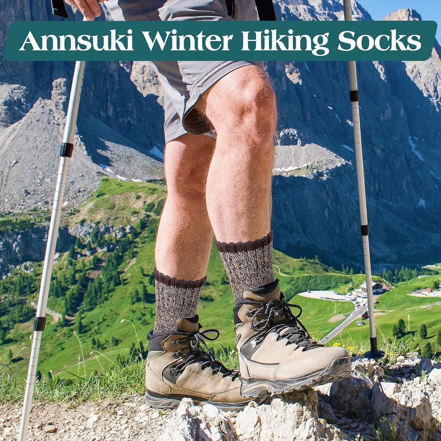 5er-Pack Herren-Merinowollsocken für den Winter Warme Thermosocken Dicke Wandersocken für Camping Kuschelige Socken für Männer