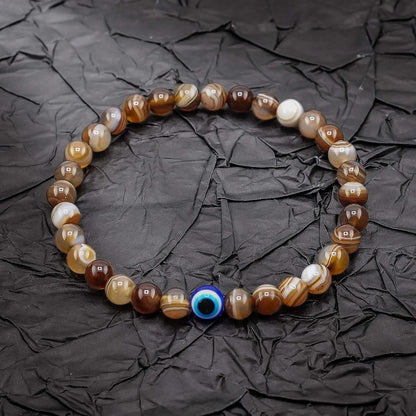 6 mm Böses Auge Armband aus schwarzen Kristallen – verstellbares Set aus Natursteinen für Herren und Damen, Schutzamulett als Geschenk für den Alltag/Geburtstag/Jahrestag