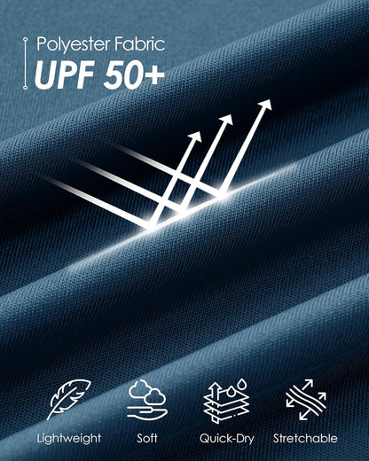 Boladeci Herren Langarm Sonnenhemd UPF 50+ UV-Schutz Viertelreißverschluss Schnelltrocknend Strand Angeln Golf Rash Guard Schwimmshirts