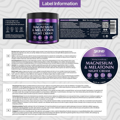 5Kind Melatonin & Magnesium Sleep Cream 3.4 fl oz - Magnesium Lotion for Sleep - Relaxing Lavender & Chamomile Magnesium Cream for Sleep - Infused with Lavender Essential Oils - Natural Sleep Aid