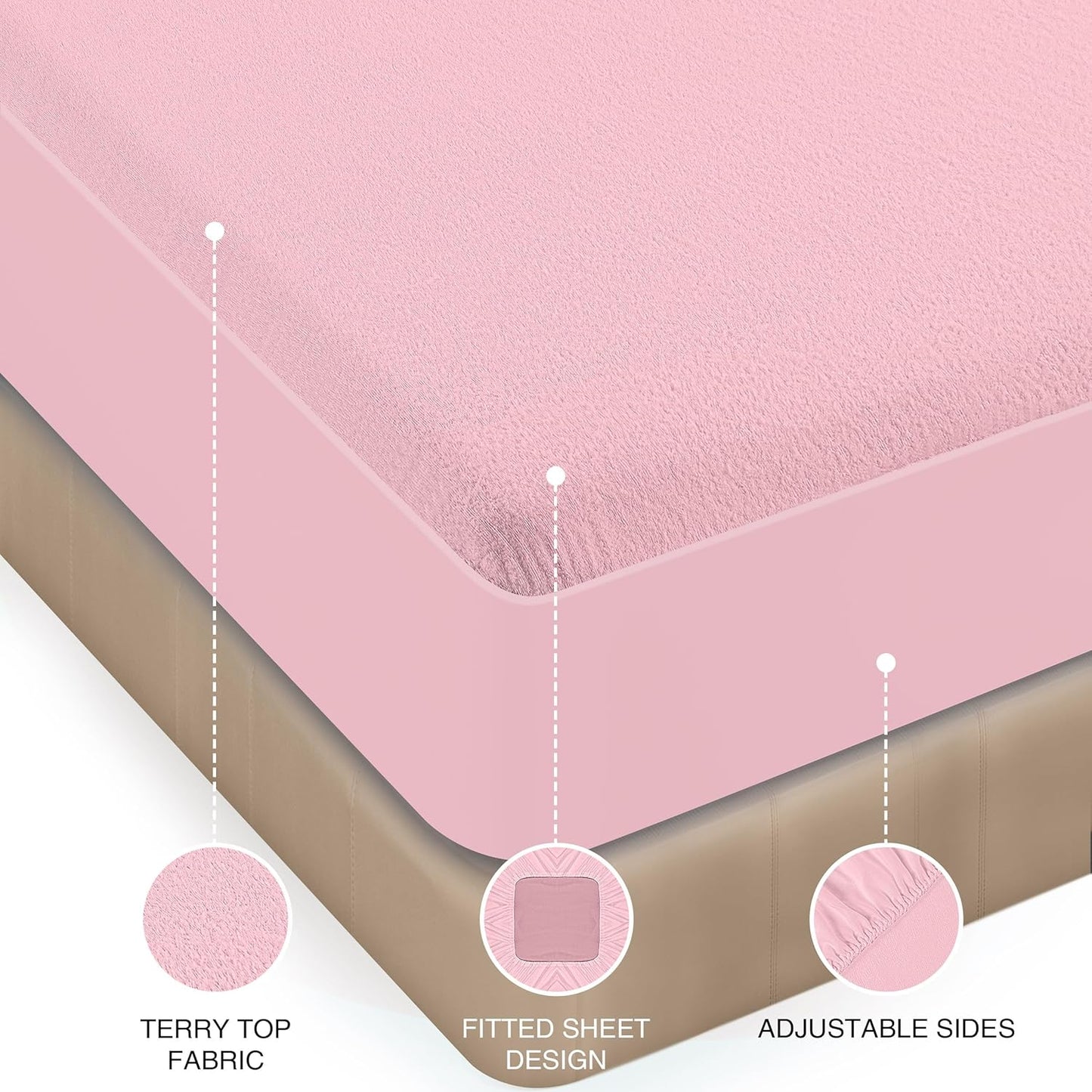 Utopia Bedding Wasserdichter Matratzenschoner für Doppelbetten/Full Size, Premium Frottee Matratzenbezug 200 g/m², Atmungsaktiv, Spannbetttuch-Stil mit dehnbaren Taschen (Weiß)