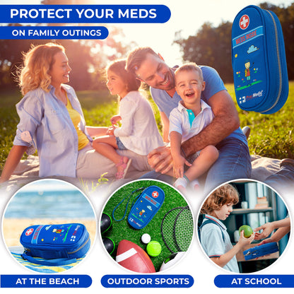 PracMedic Bags Epipen Case - Epi pens Carrying Case- Medical Case for Kids - Insulated to hold Inhaler, Epi Pen, Auvi Q, Epinephrine, Allergies Medication - Medicine Bag for Traveling (Blue)