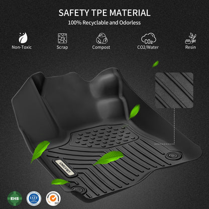 OEDRO Floor Mats Fit for Toyota Camry 2011-2007, Custom Fit Front & 2nd Row Floor Liner Set, TPE All Weather Protection Camry Car Mats, Black