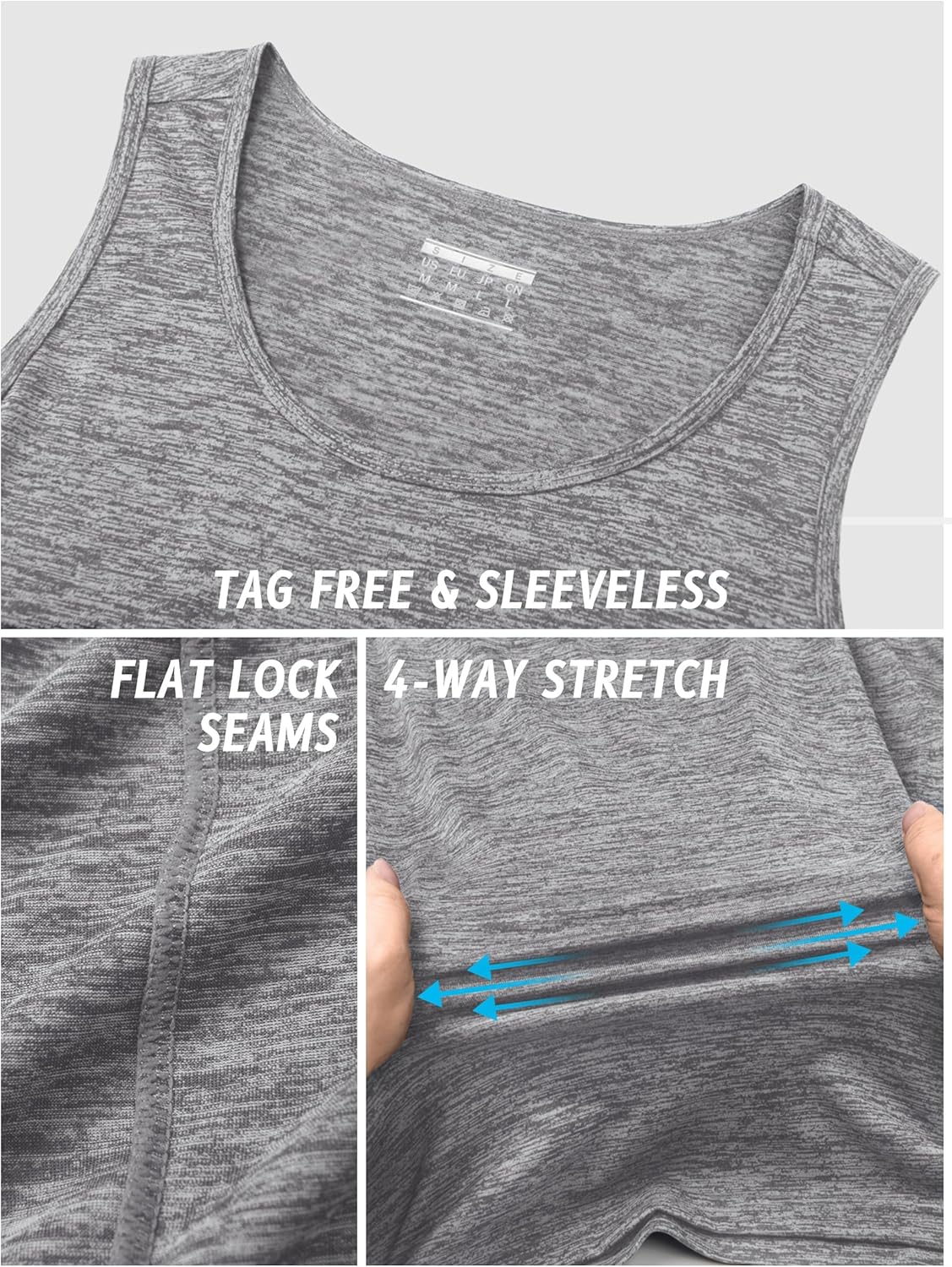 TACVASEN Herren Tanktops Schnelltrocknend Ärmelloses Workout Muskelshirt Sport Bodybuilding Fitness Performance T-Shirts