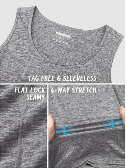 TACVASEN Herren Tanktops Schnelltrocknend Ärmelloses Workout Muskelshirt Sport Bodybuilding Fitness Performance T-Shirts