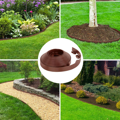 2-Inch x 100 FT Landscape Edging Border with 150 Stakes, Plastic Edging for Landscaping Garden Edging Border, Flexible Landscaping Edging for Garden Flower Beds Yard Lawn Pathway Paver (Black)