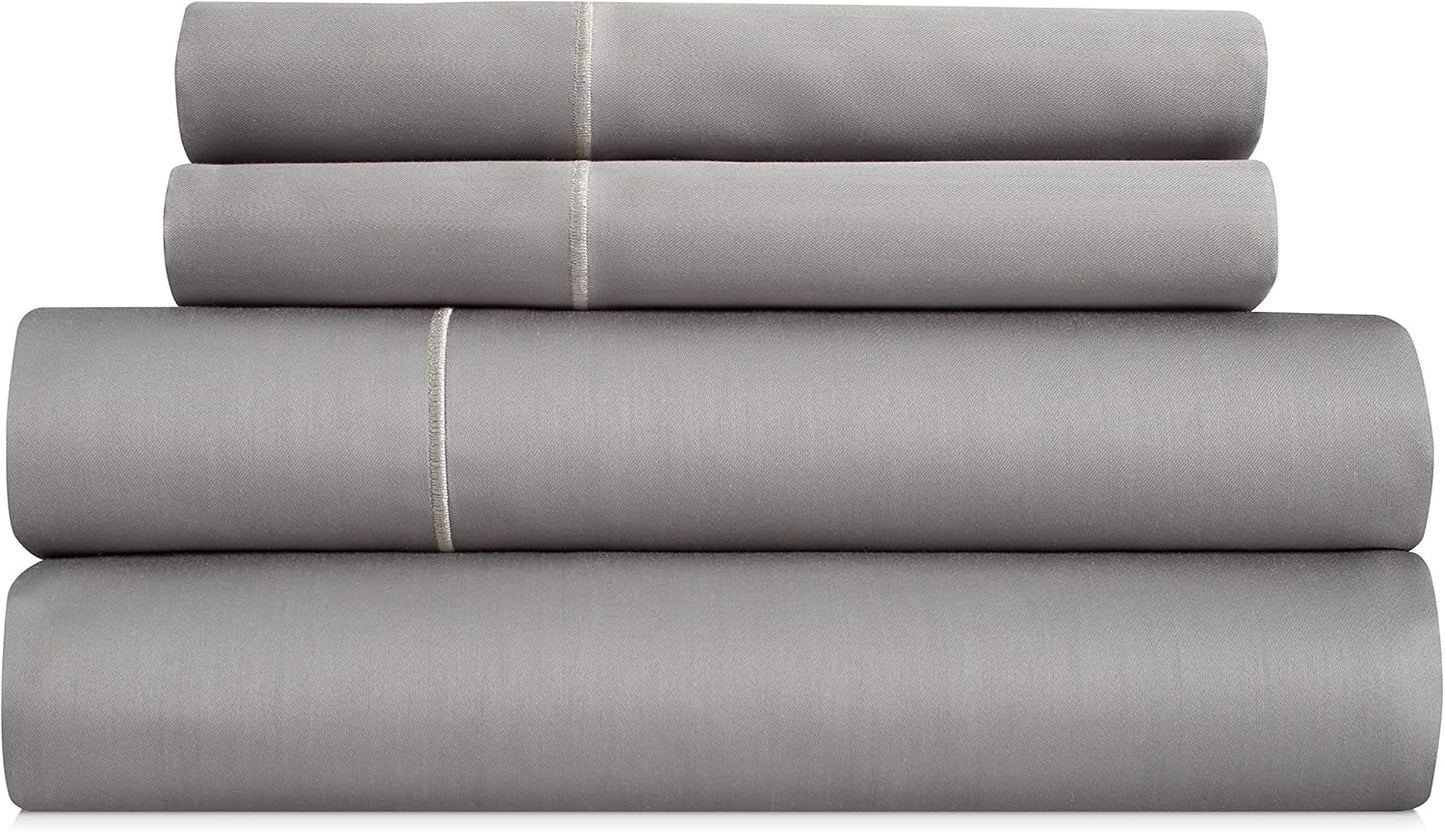1000 Thread Count Queen Size Bed Sheet Set - Silver, Sateen Weave Luxury Deep Pocket Sheets